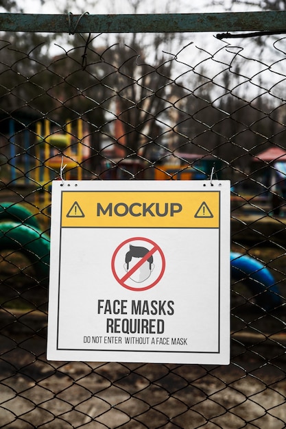 Sign mockup on wire fence