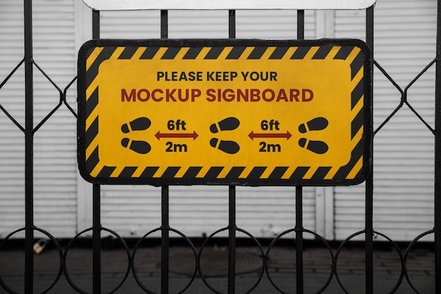 PSD sign mockup on wire fence