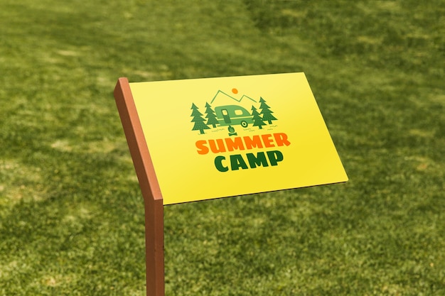 PSD sign mockup with grass