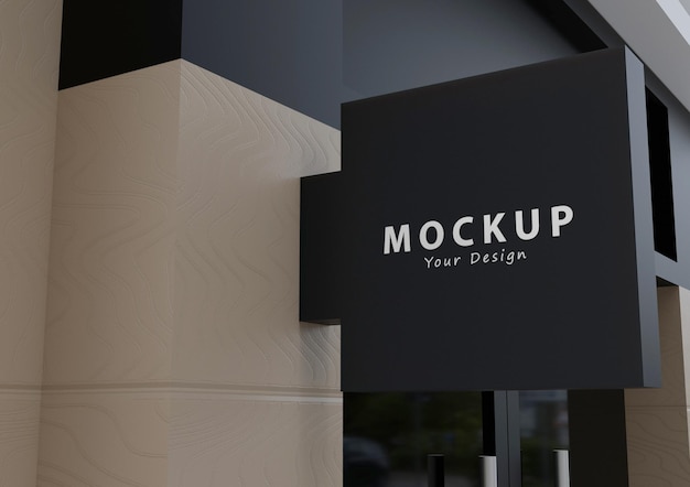 Sign outside of a shop logo mockup