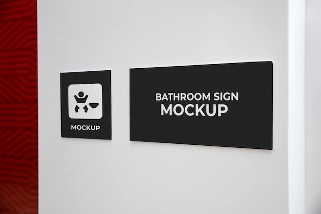 PSD sign for public bathrooms mock-up design