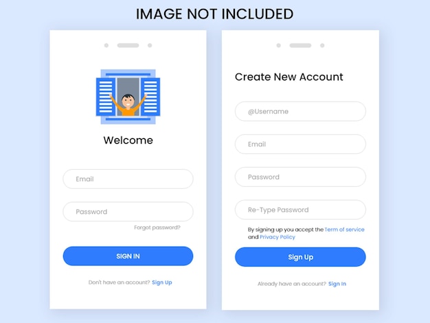 PSD sign in  sign up page