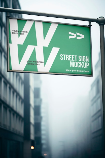 PSD sign on the street mockup