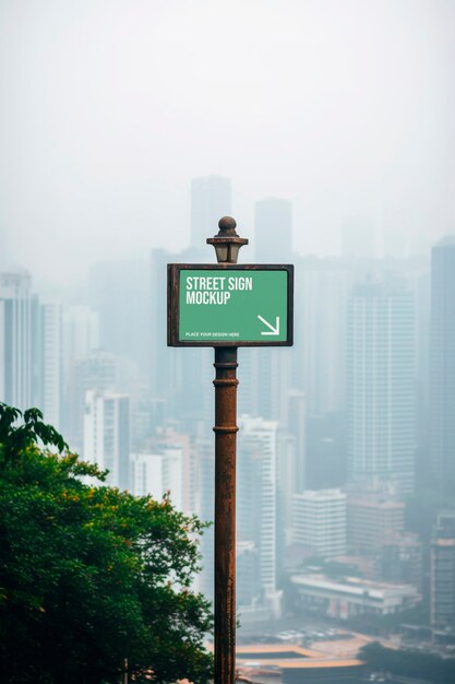 PSD sign on the street mockup