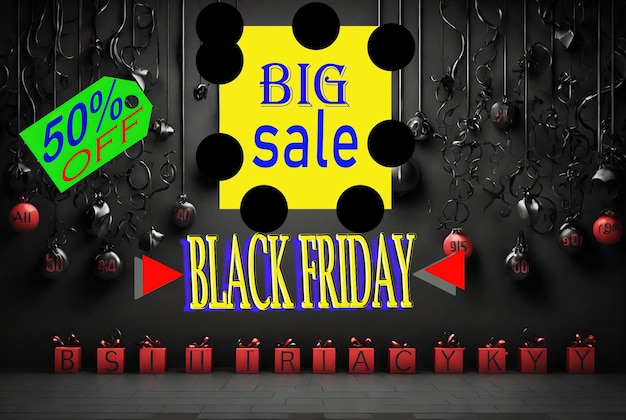 a sign that says big sale is on a black background