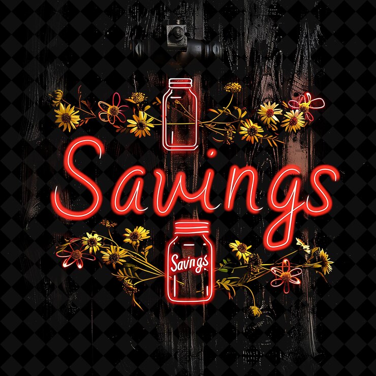 PSD a sign that says quot saving money quot is on a black background