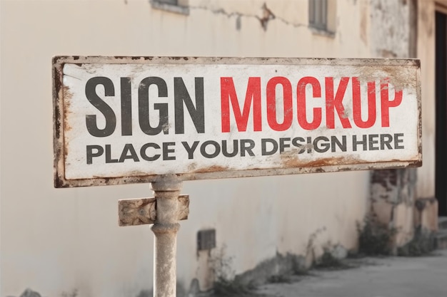 PSD a sign that says sign mockup on it