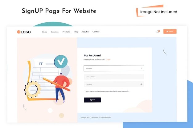 PSD sign up form for website landing page