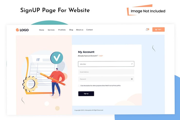 PSD sign up form for website landing page
