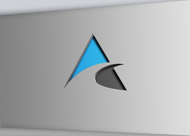 Segno parete ritagliata effetto logo mock up