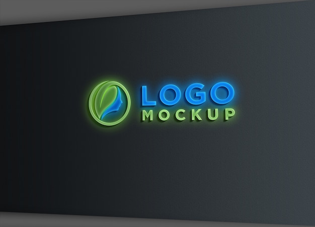 Sign wall light effect logo mockup