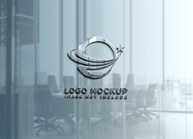 Insegna a muro effetto argento logo mock up