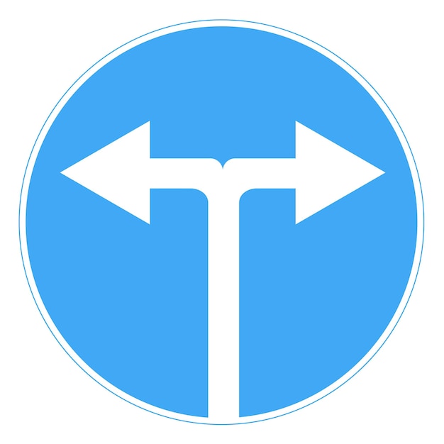 Sign with arrows pointing left and right on a blank background Ideal for direction or choices