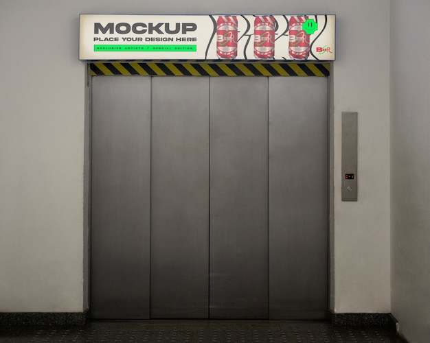 PSD Мокет вывески внутри лифта