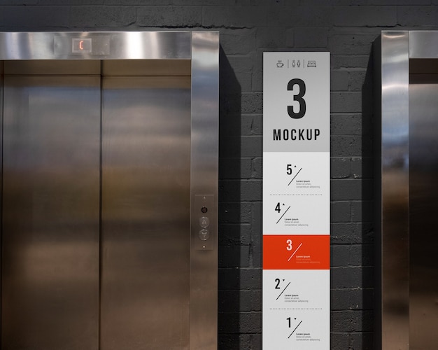 PSD signage mockup inside a lift