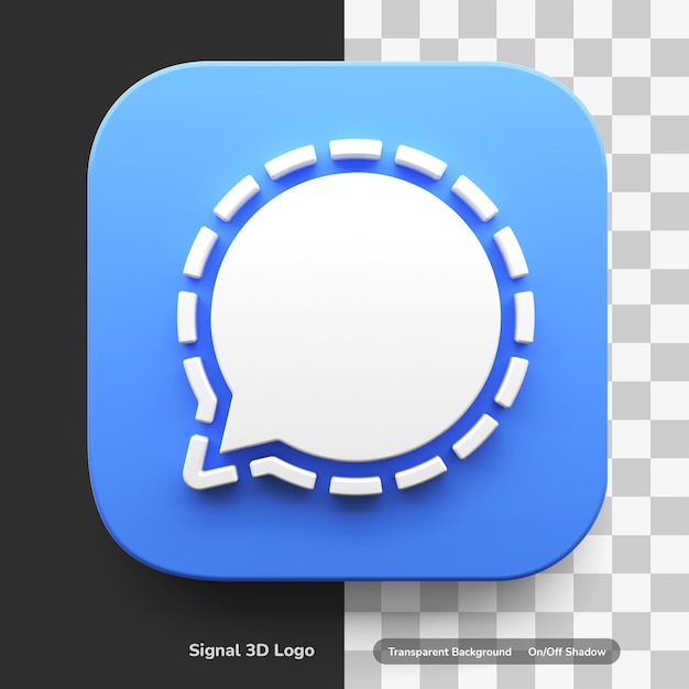 Signal apps 3d стиль логотип в активе квадратный квадратный дизайн изолированы