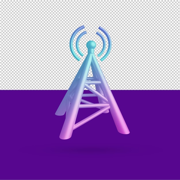 PSD signal tower 3d illustrations free psd editable color