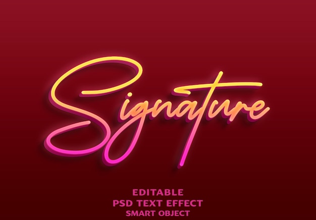 PSD signature 3d text effect design