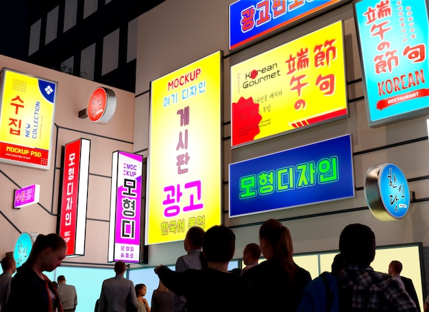 PSD signboard korean aesthetic mockup design