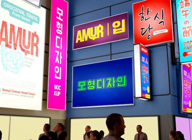 PSD signboard korean aesthetic mockup design