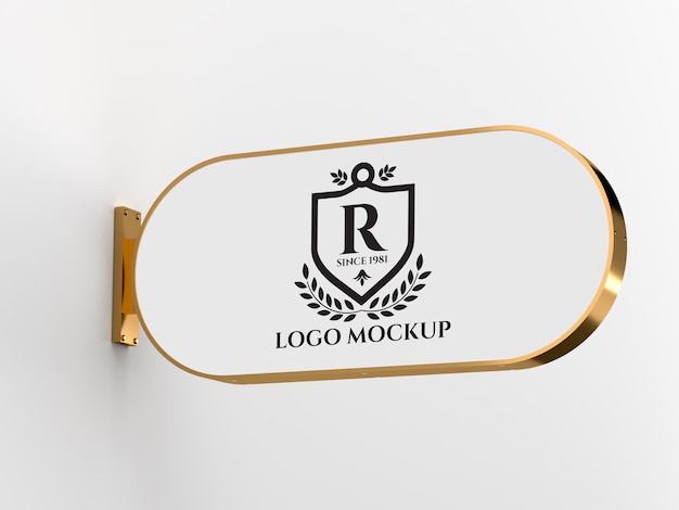 PSD insegna logo mockup rendering 3d