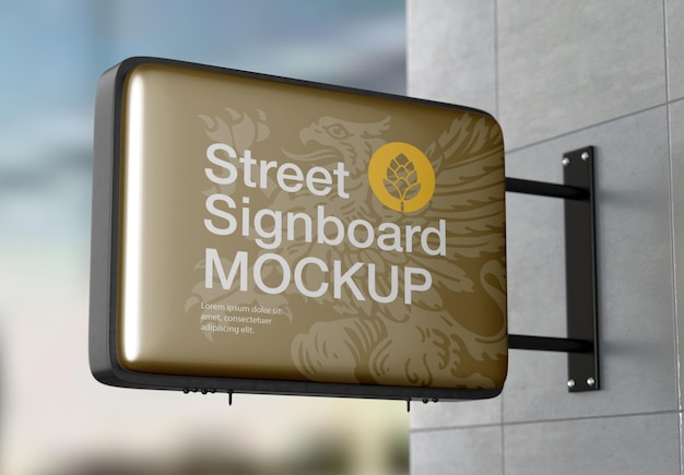 Signboard Wall Mockup 3D render