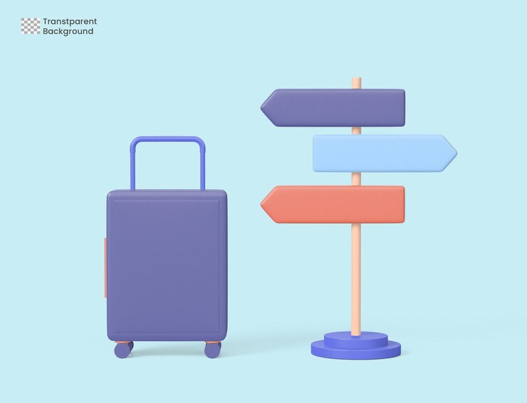 signpost of travel on green blue background