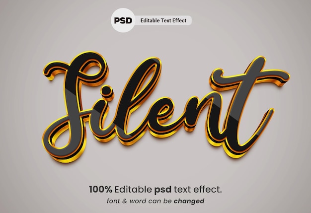 Тихий 3d редактируемый текстовый эффект премиум-класса
