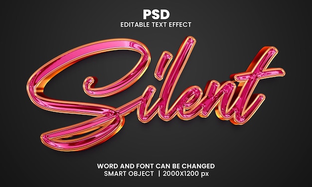 PSD silent chrome luxury 3d modificabile in stile effetto testo photoshop con sfondo