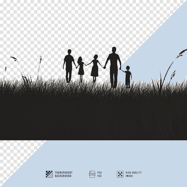 Silhouet afbeelding van een familie die handen vasthoudt zonder achtergrond HD kwaliteit