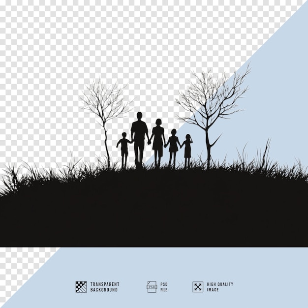 Silhouet afbeelding van een familie die handen vasthoudt zonder achtergrond HD kwaliteit