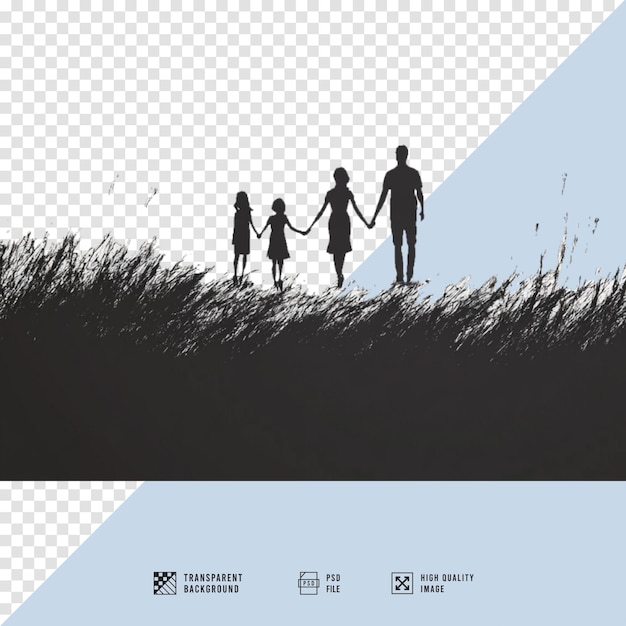 Silhouet afbeelding van een familie die handen vasthoudt zonder achtergrond HD kwaliteit