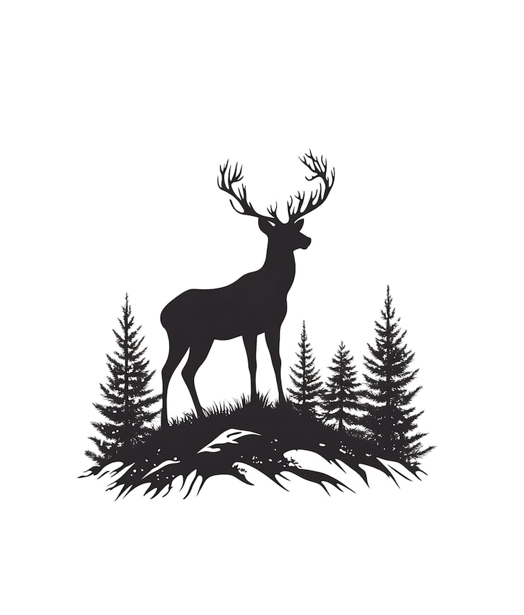 PSD silhouet van een hert in het bos