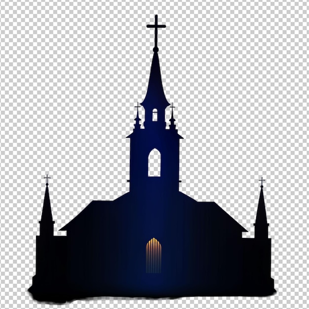 PSD silhouet van een kerk op een doorzichtige achtergrond