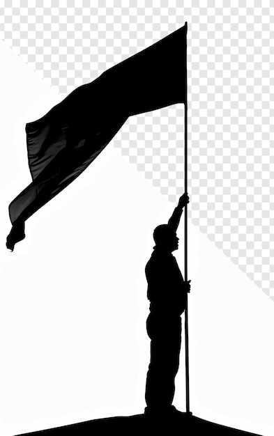 PSD silhouet van een persoon met een doorzichtige romeinse vlag