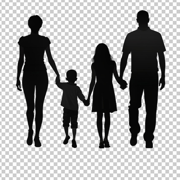 PSD silhouet van familie op doorzichtig bg