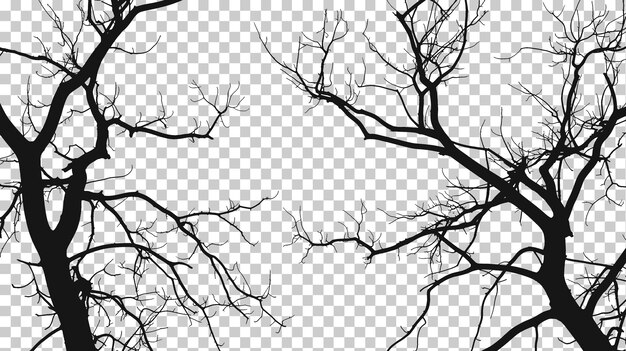 PSD silhouette bare trees branches isolated on transparent background png psd