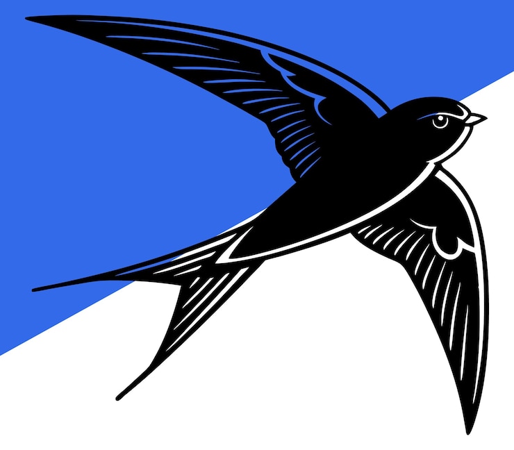 PSD a silhouette of a barn swallow bird