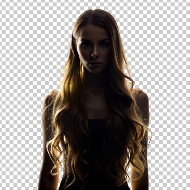 PSD silhouette of beautiful girl long hair