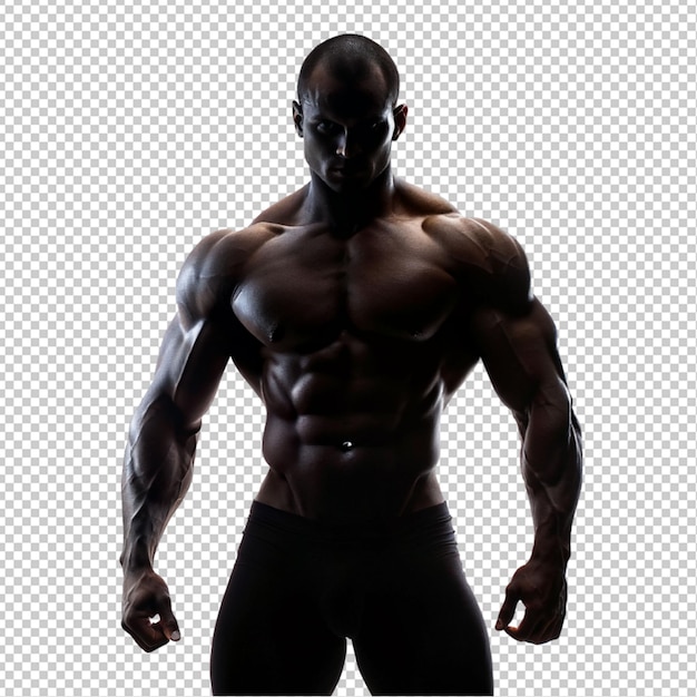 PSD silhouette of a body builder on transparent background