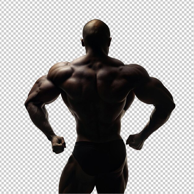 PSD silhouette of a body builder on transparent background