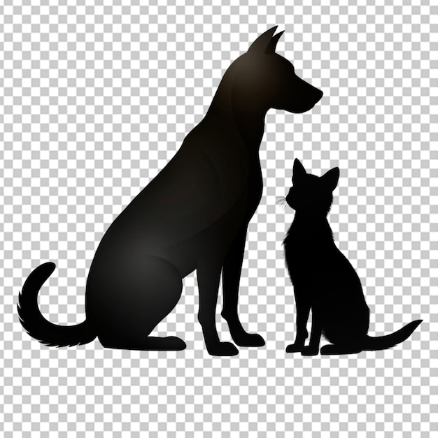 PSD silhouette of cat and dog on transparent bg