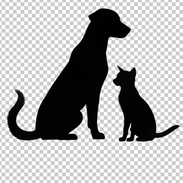 PSD silhouette of cat and dog on transparent bg