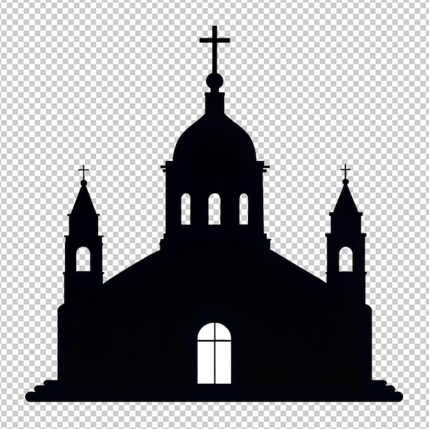 PSD silhouette of church on transparent background