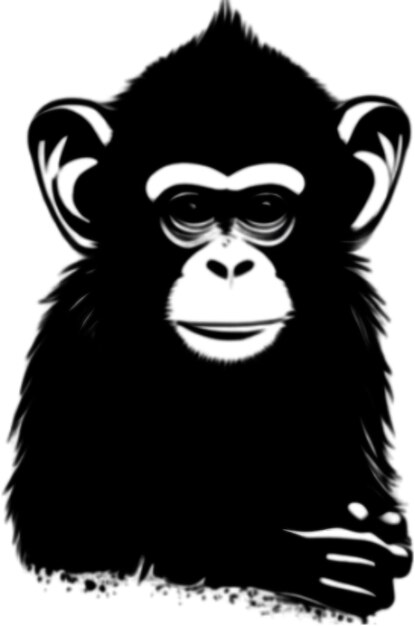 PSD silhouette drawing of monkey aigenerated