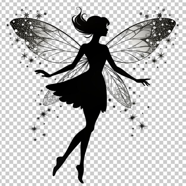 PSD silhouette of fairy on transparent bg