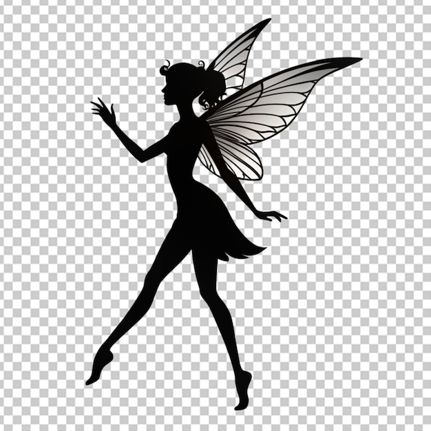 PSD silhouette of fairy on transparent bg