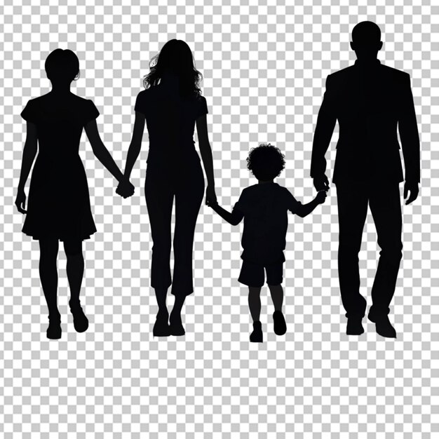 PSD silhouette of family on transparent bg