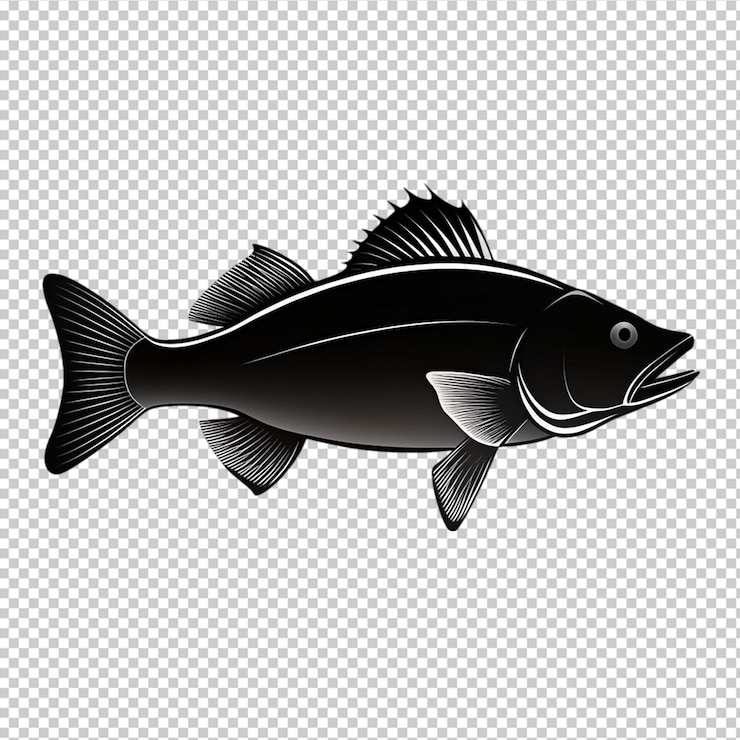 PSD silhouette fish on transparent background