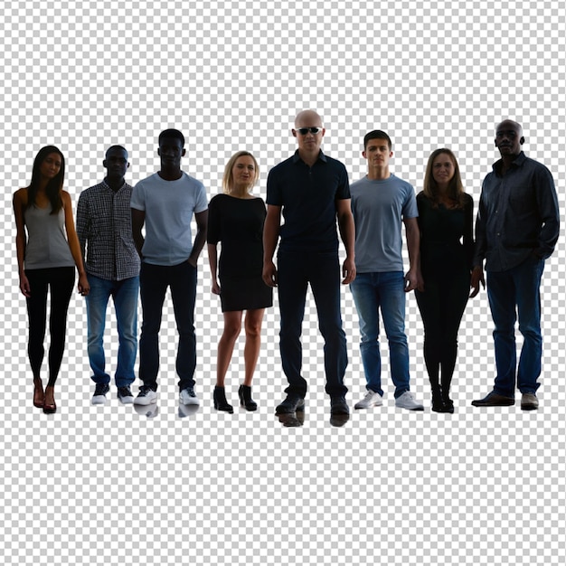 PSD silhouette group of a people on transparent background